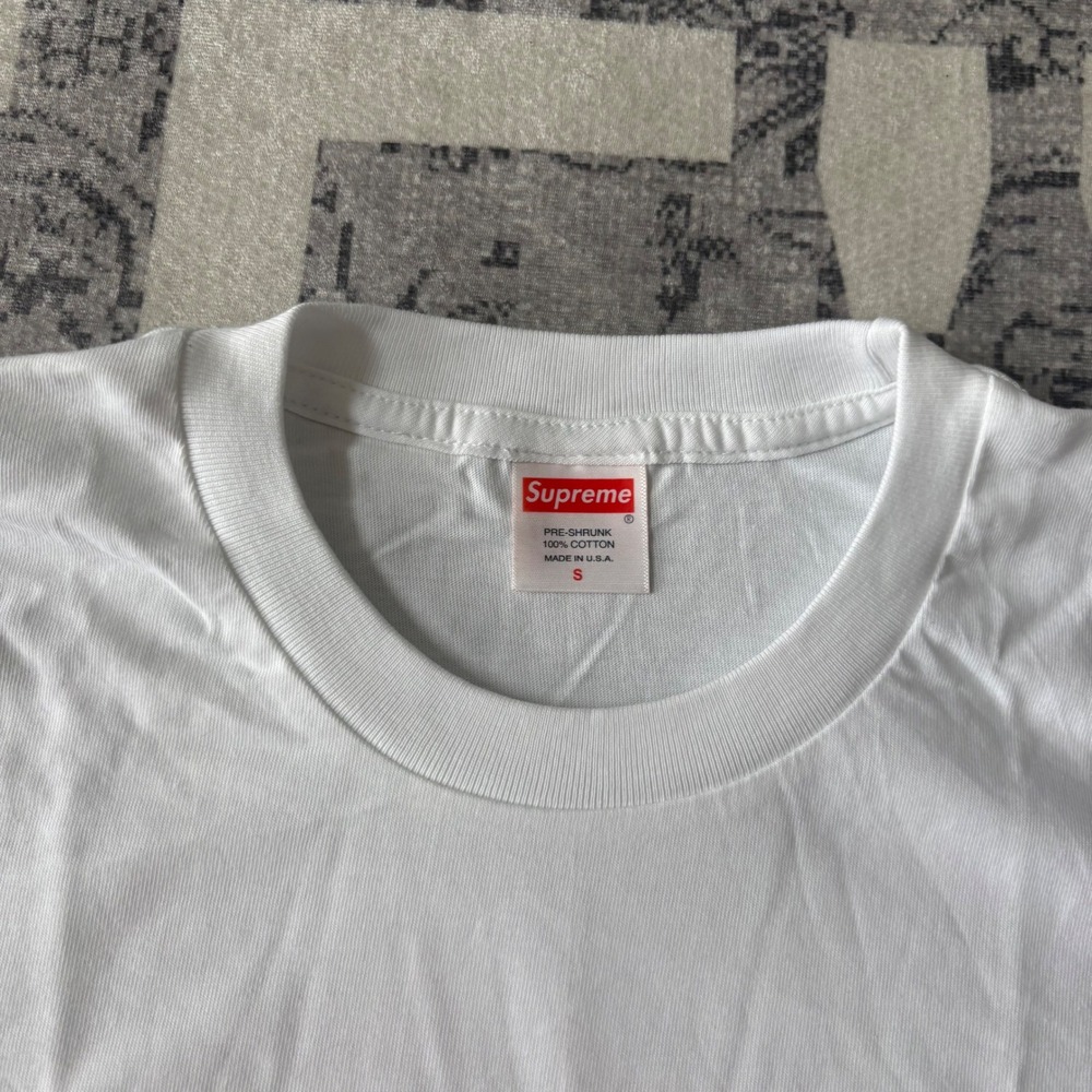 Supreme Cross Box Logo Tee Mens Small White Red FW20 T-Shirt Excellent - Picture 4 of 4
